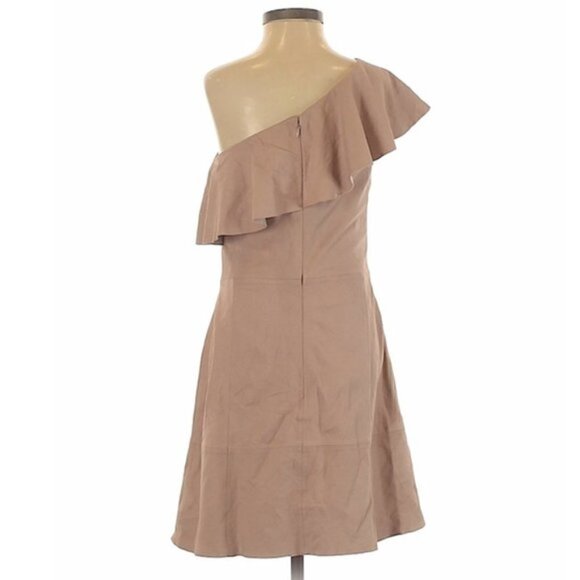 Free People Leather Dress XS Natalie Genuine One Shoulder Natural Cocktail Event - Picture 9 of 11